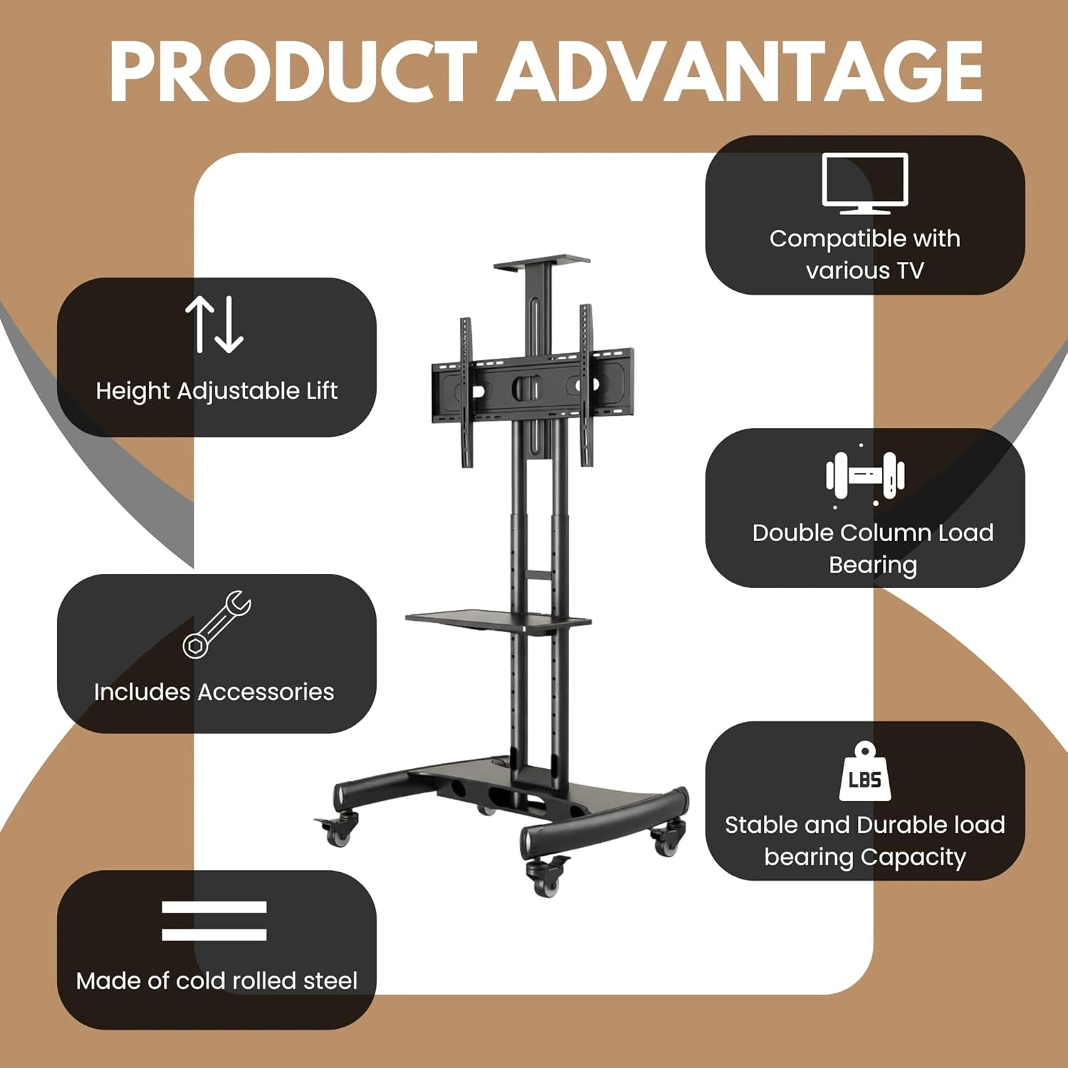 LED MOBILE Portable Trolly Stand 32"-75" (Ava1500-60-1P) view 7